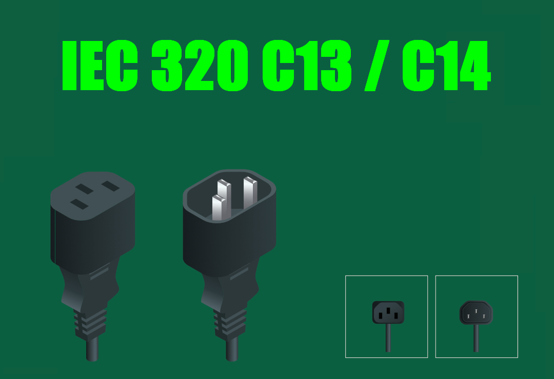 Sieťový kábel PremiumCord kpsp05 je zakončený konektorom IEC 320 C13 pre pripojenie k PC a na druhom konci je osadený lomenou zástrčkou unischuko typu E/F