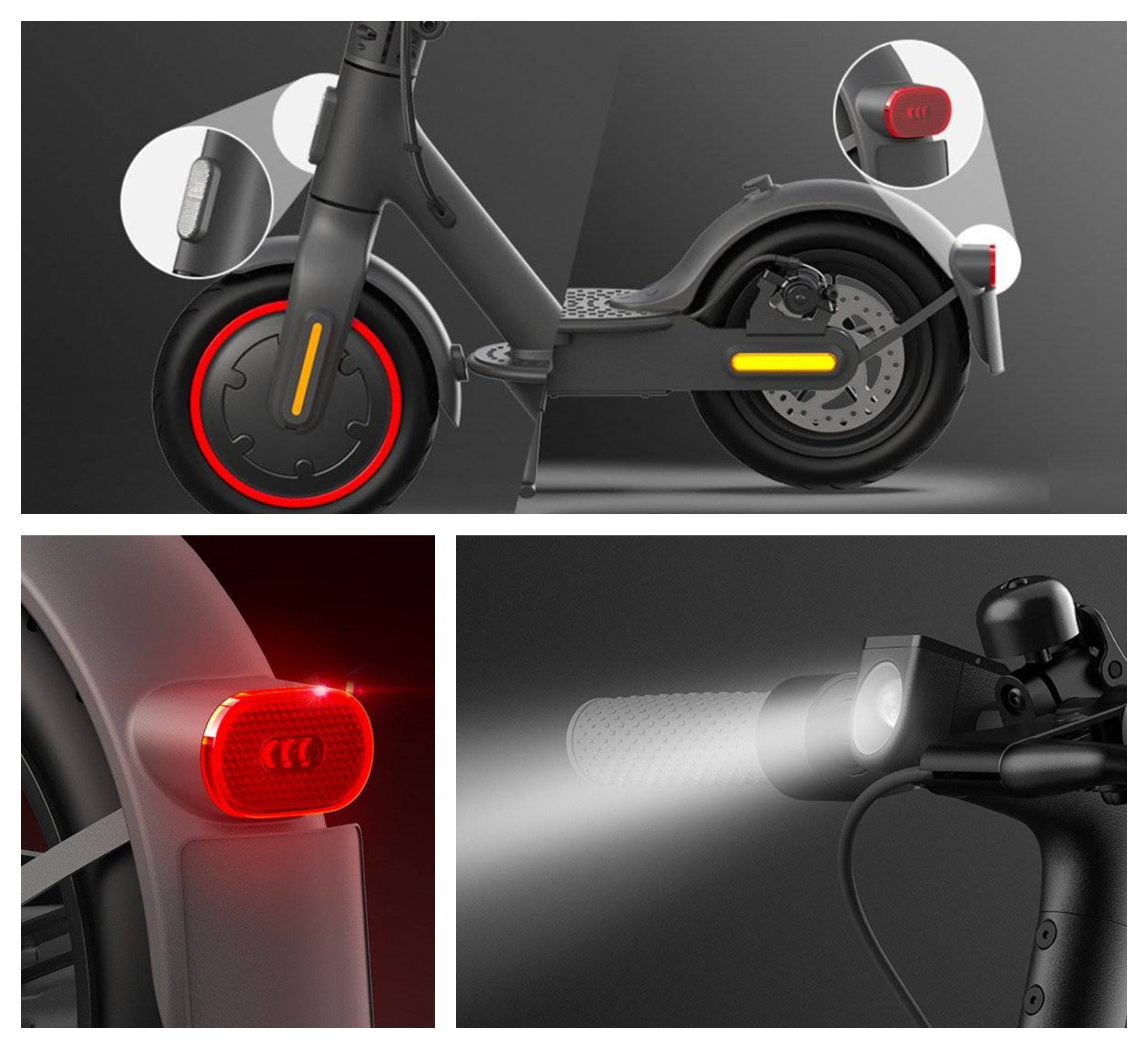 Elektrokolobežka Xiaomi Mi Electric Scooter Pro 2 má predné a zadné svetlá aj bočné reflexné prvky, ktoré zvyšujú bezpečnosť jazdy na maximum.