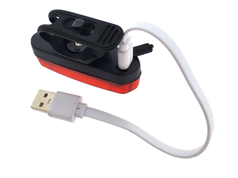 Zadní červené výstražné LED světlo MAARS MS B201 na kolo s USB kabelem