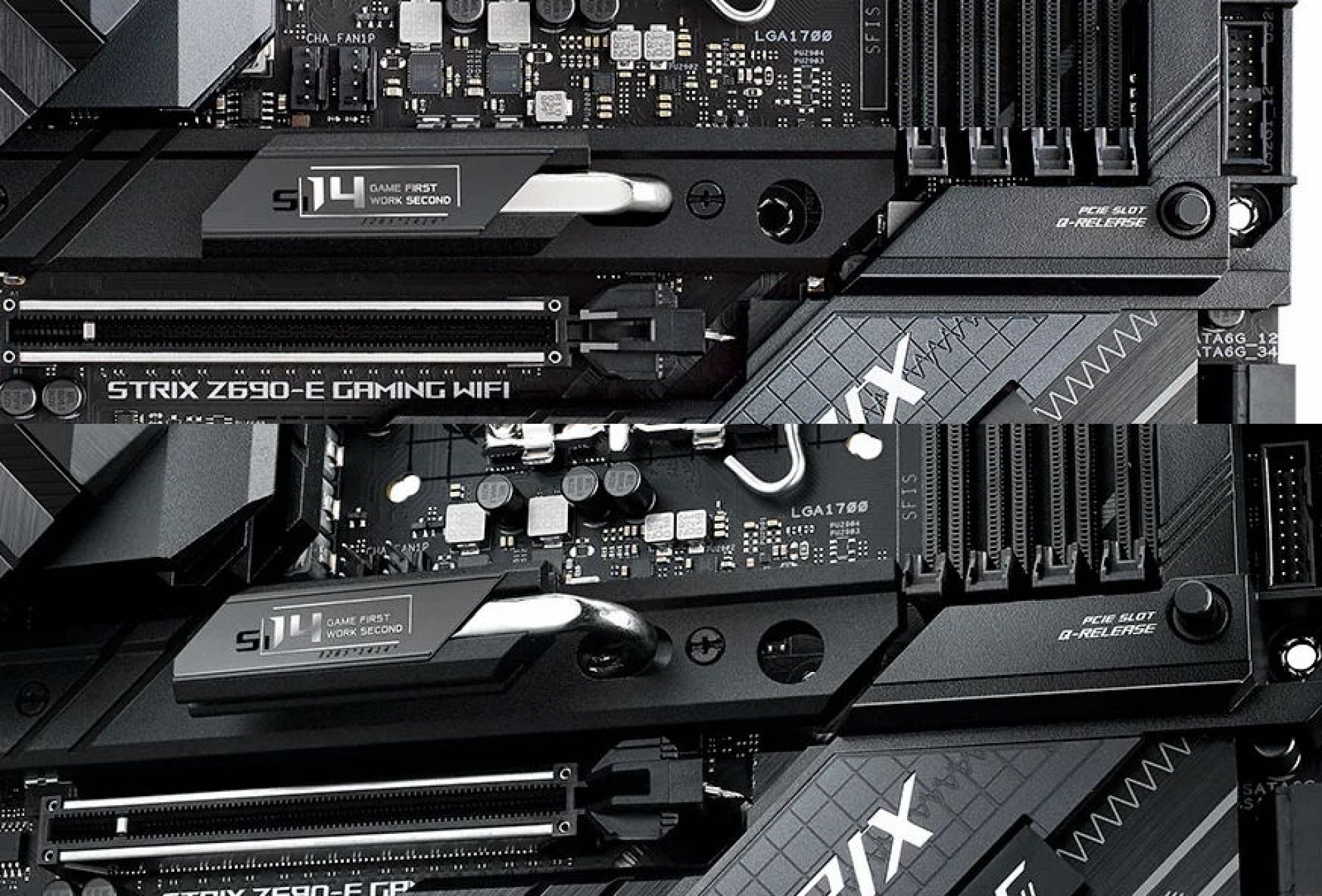 Základná doska Asus ROG Strix Z690-E je pripravená na pridanie grafickej karty vďaka modernému slotu PCI Express 5.0 16x, ktorý prináša až 2násobnú rýchlosť prenosu dát oproti štandardu PCIe 4.0.