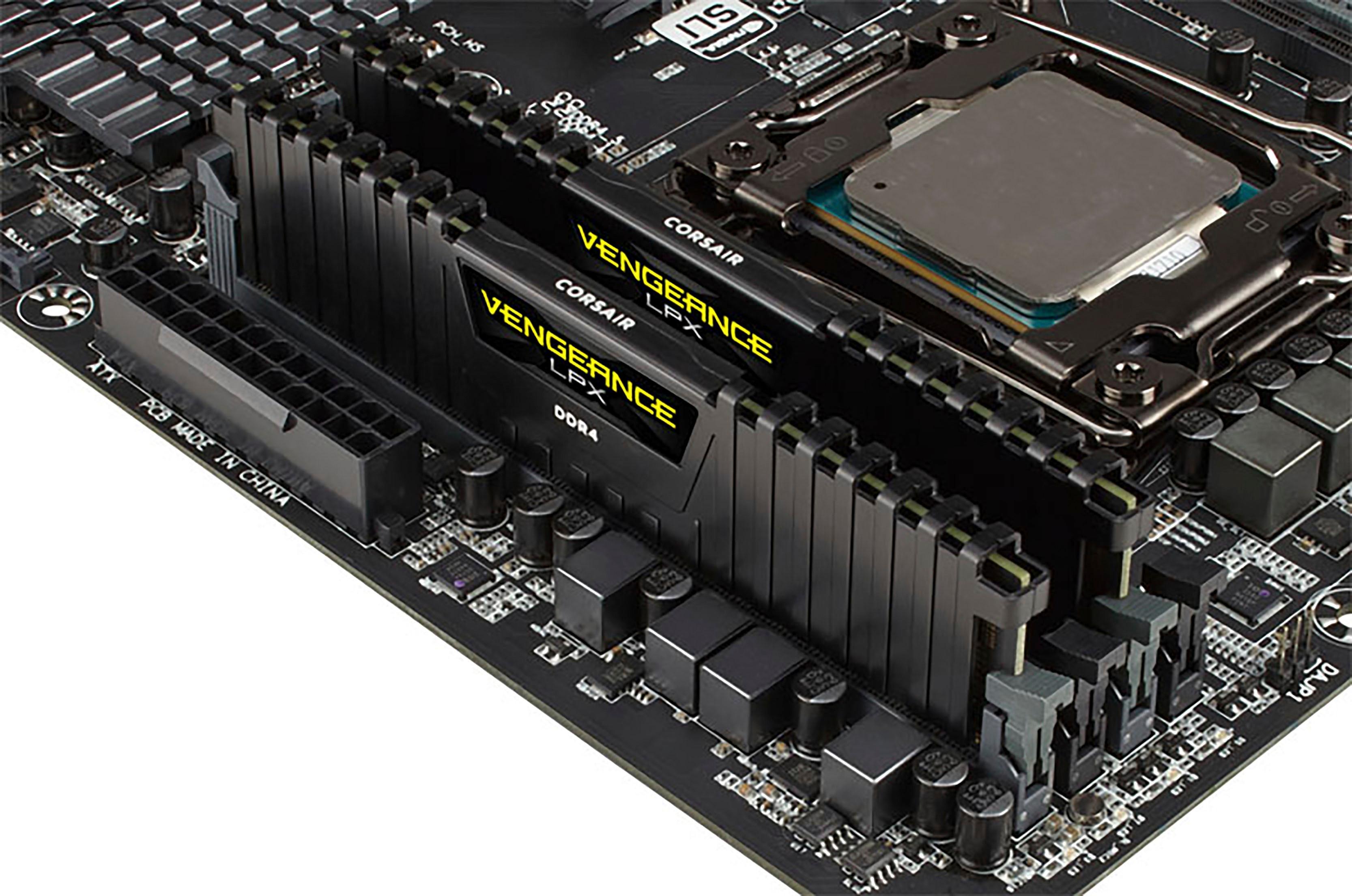 Corsair Vengeance LPX je 2modulová sada 288-pinových operačních pamětí typu DDR4 DIMM s frekvencí až 3 000 MHz a s kapacitou 2x 16 GB.