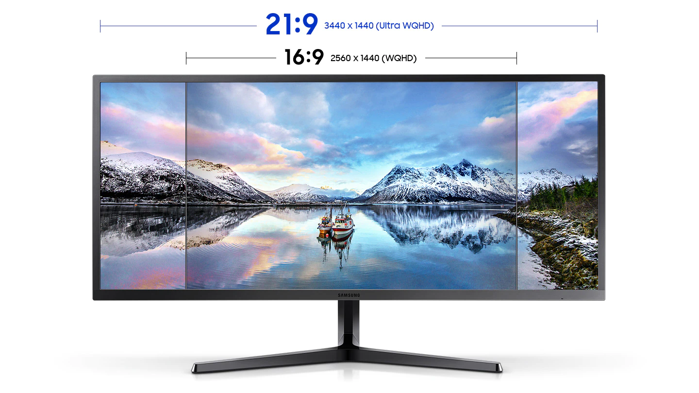 Monitor Samsung C34H890WG nabízí fantastický poměr stran 21 : 9 pro dechberoucí zážitky ze světa filmů, seriálů a her.
