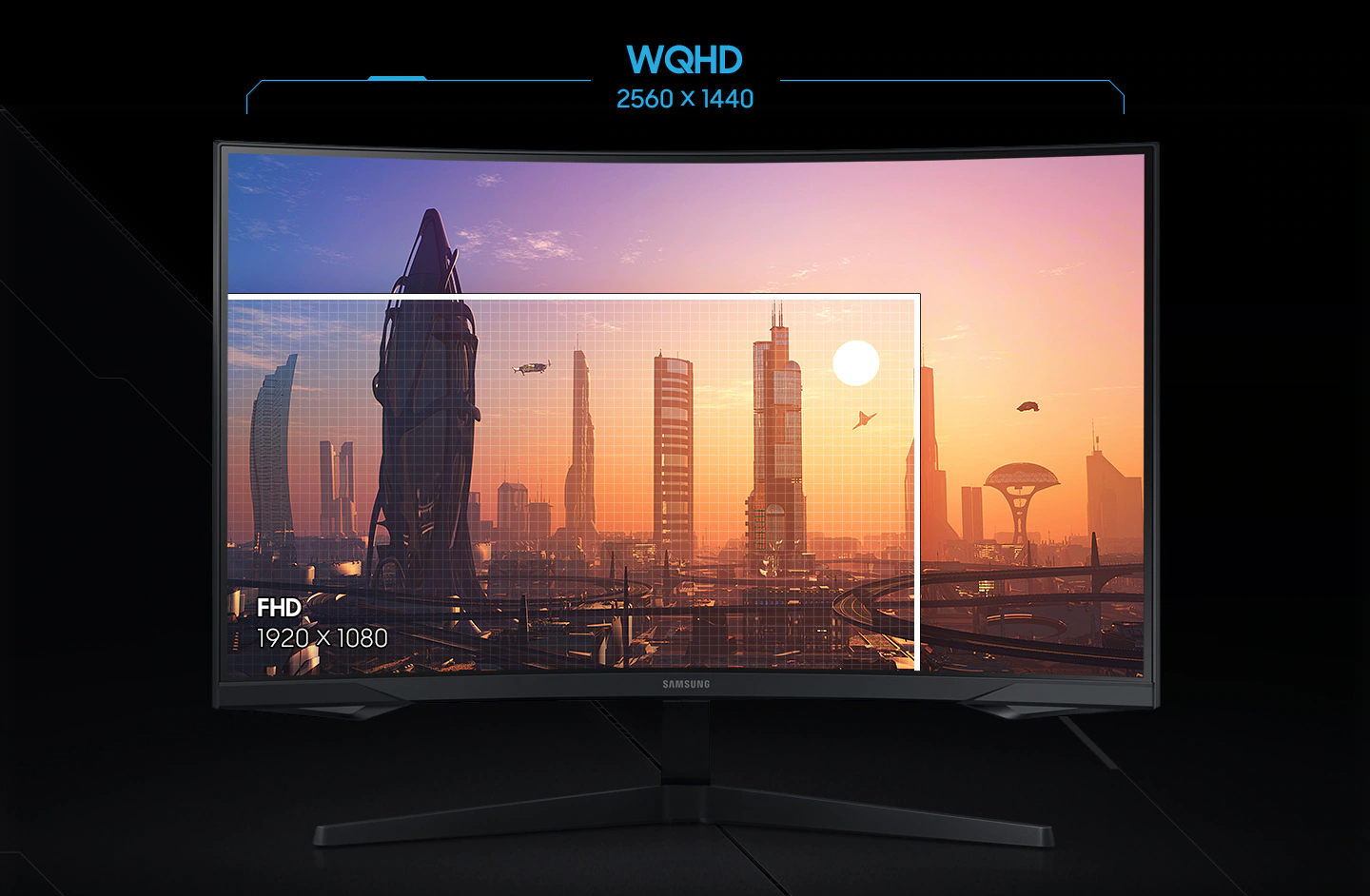 Monitor Odyssey G5 je vybavený zakřiveným SVA panelem od Samsungu, který nabízí jemné QHD rozlišení.