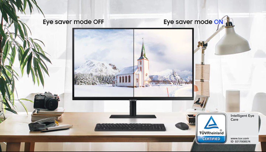 Samsung Smart Monitor M7 pečuje o váš zrak v každém ohledu díky technologiím Flicker-Free a Low Blue Light.