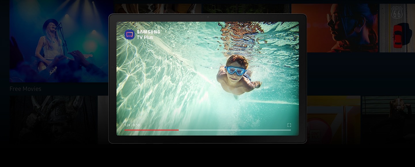 Prémiová služba Samsung TV Plus je plne zadarmo pre užívateľov Galaxy Tab A8, ktorým zaistí okamžitý a bezplatný prístup k živému televíznemu vysielaniu kedykoľvek a kdekoľvek.