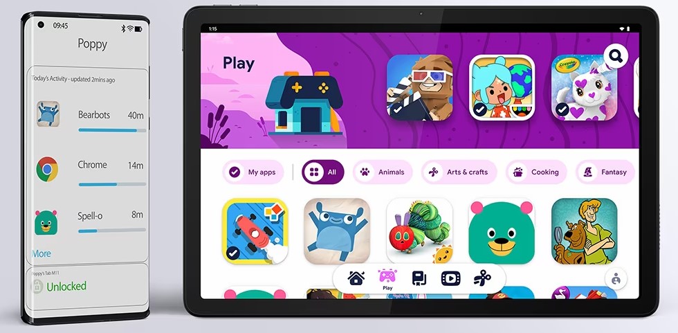 Služba Google Kids Space pro děti u tabletu Lenovo Tab M11