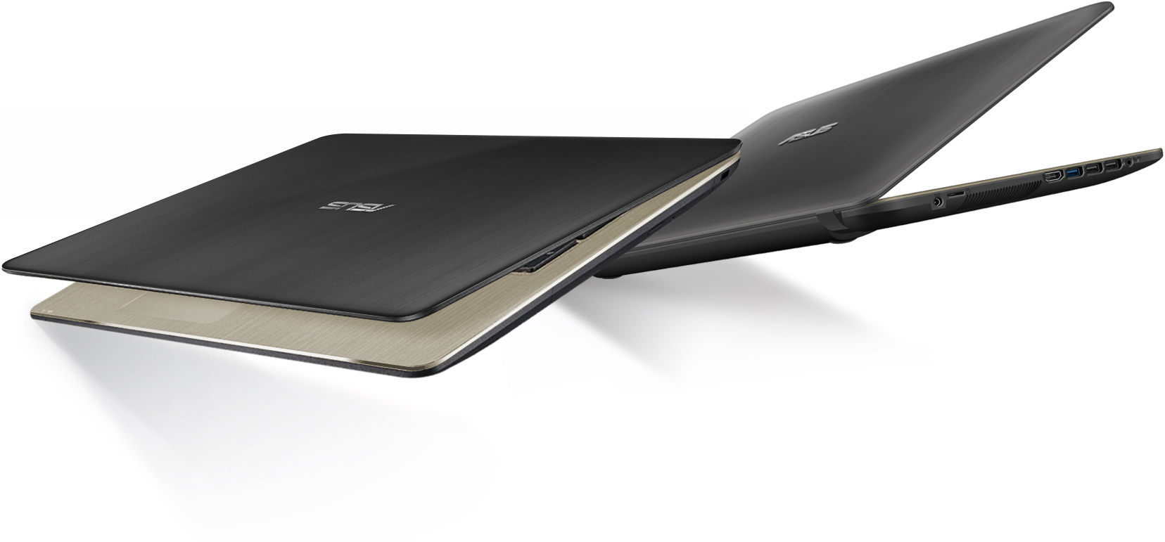 bočný pohľad z oboch strán na Notebook Asus X540NA na bielom pozadí