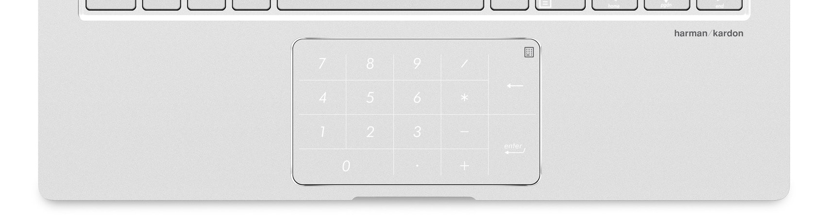 numerická klávesnice integrovaná v touchpadu