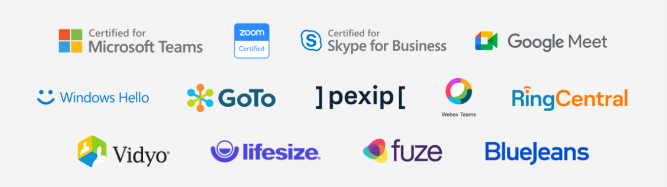 Webová kamera Brio má celou řadu certifikací, které garantují plnou kompatibilitu s nejrozšířenějšími službami pro online komunikaci.