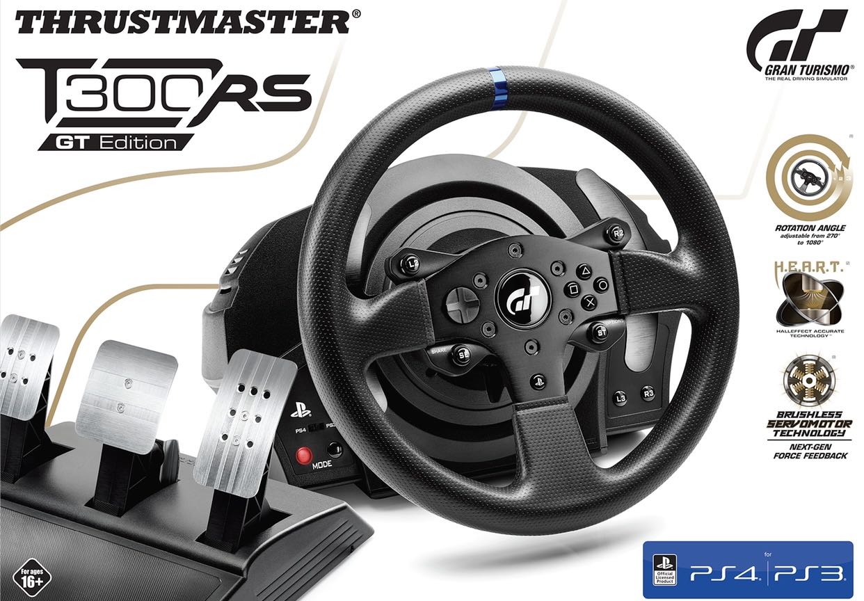 Sada Thrustmaster volantu T300 RS se 3 pedály T3PA je plně kompatibilní s herními konzolemi PlayStation 3 / 4 a počítači s operačním systémem Windows 10.