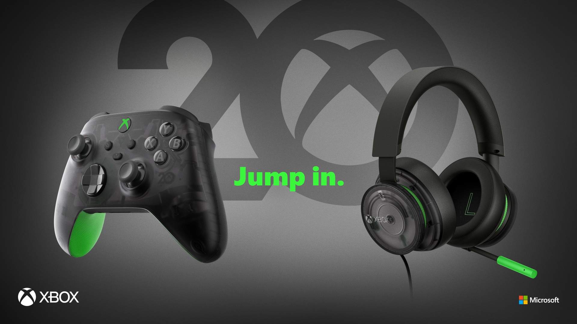 Součástí edice Xbox 20th Anniversary je Xbox Wirelles Controller 4 s limitovaným černo-zeleným designem a vyladěná náhlavní stereo souprava!