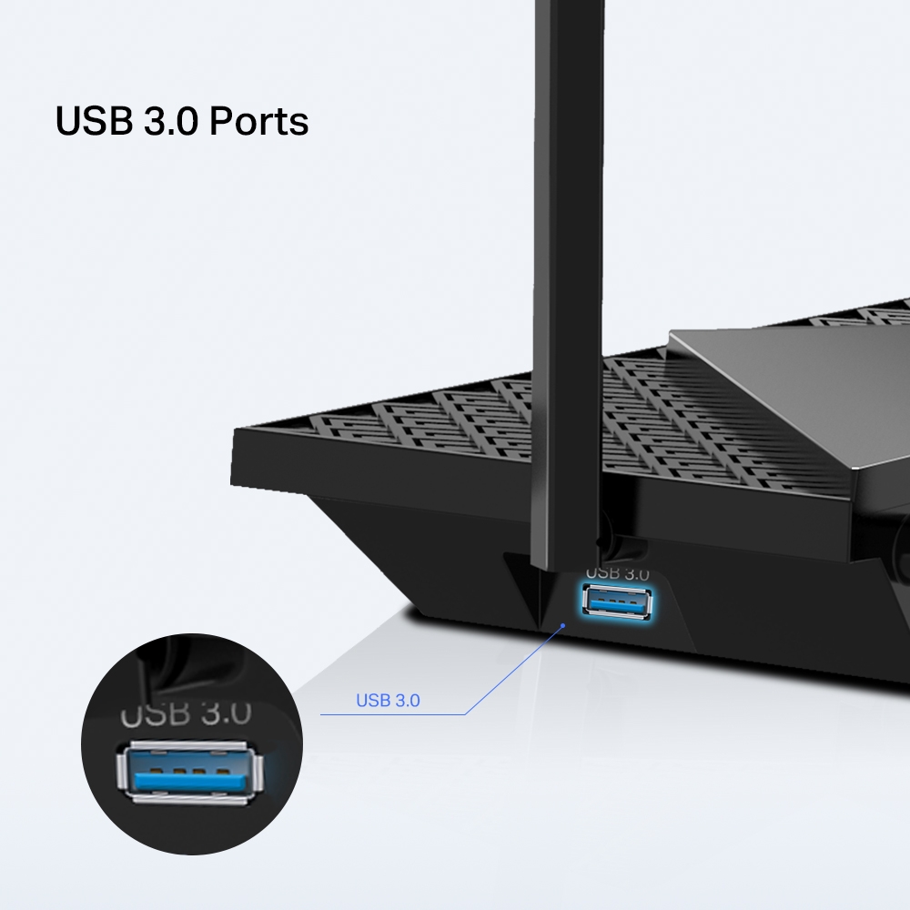 WiFi router TP-Link Archer AX72 Pro s USB 3.0 portom