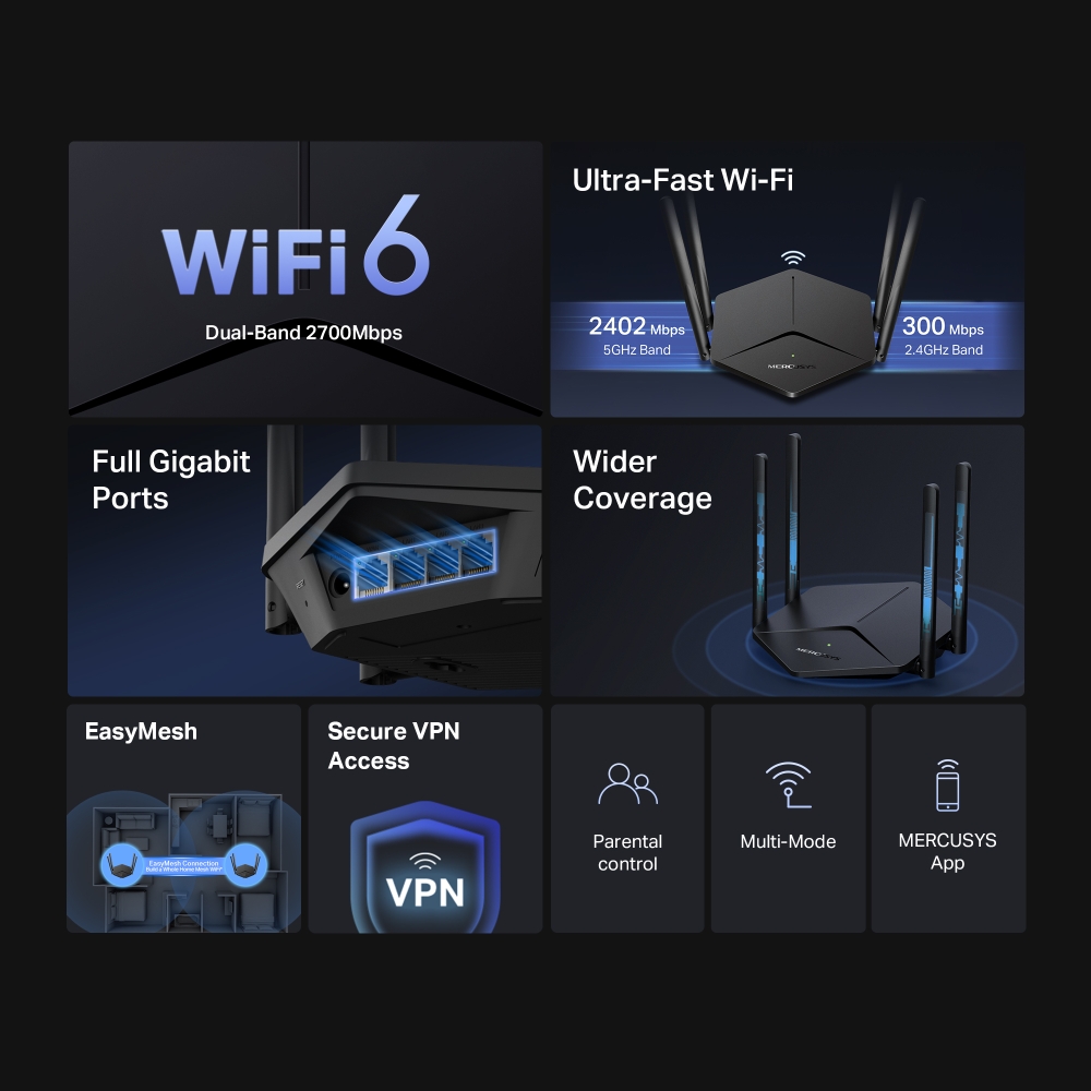 WiFi router TP-Link MERCUSYS MR78X AX2700