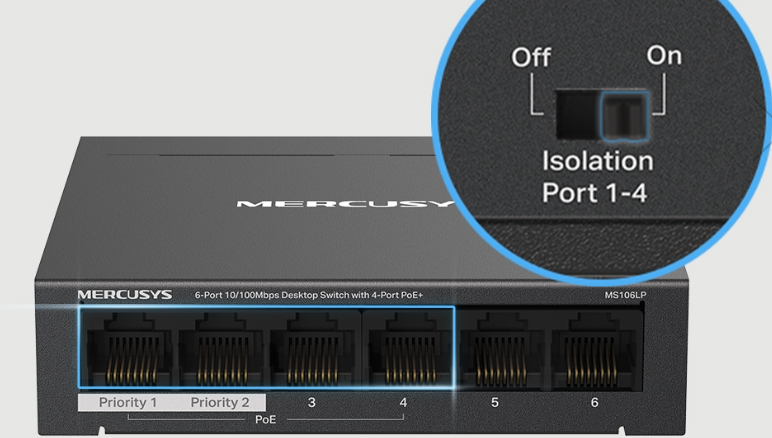 Switch TP-Link Mercusys MS106LP 2x LAN, 4x LAN s PoE, 40W
