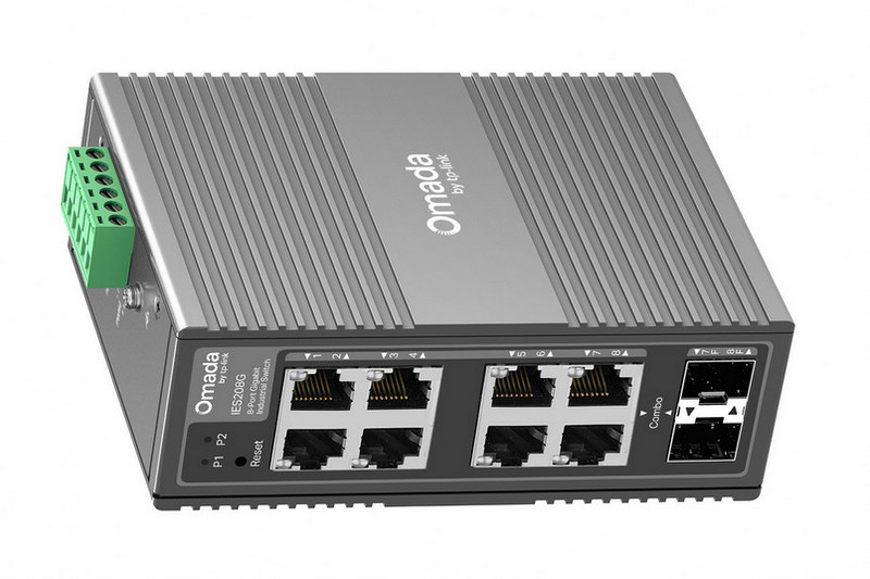 Priemyselný switch TP-Link IES208G pohľad zo strany