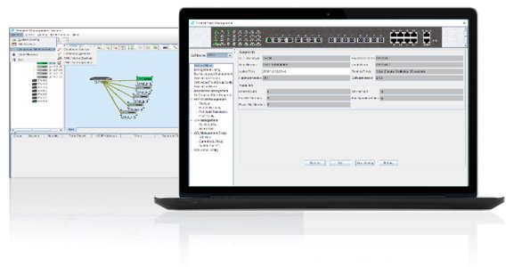 notebook se spuštěným softwarem pro centrální management OLT