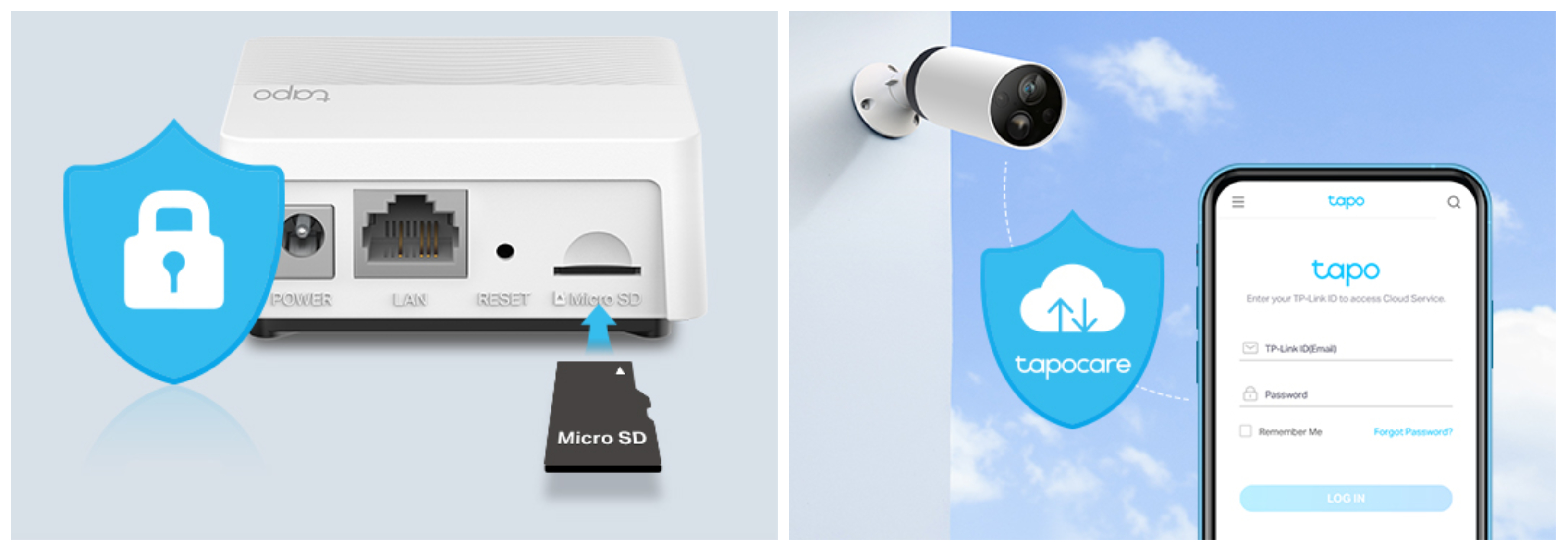 Bezpečnostní záznamy z kamery Tapo C420S2 lze ukládat na až 256GB kartu microSD či na cloudové úložiště z neomezeným prostorem.