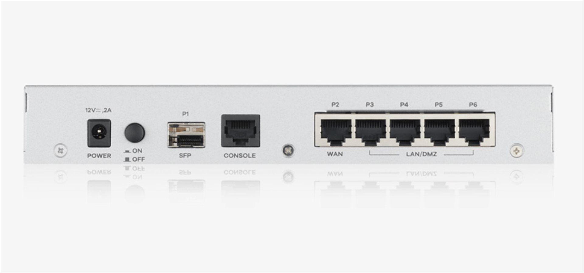 Bezpečnostní brána ZyXel USG Flex 100 v2.0 nabízí 4 GbE RJ-konektory RJ-45 a 1 záložní WAN port pro nepřetržité připojení k internetu.