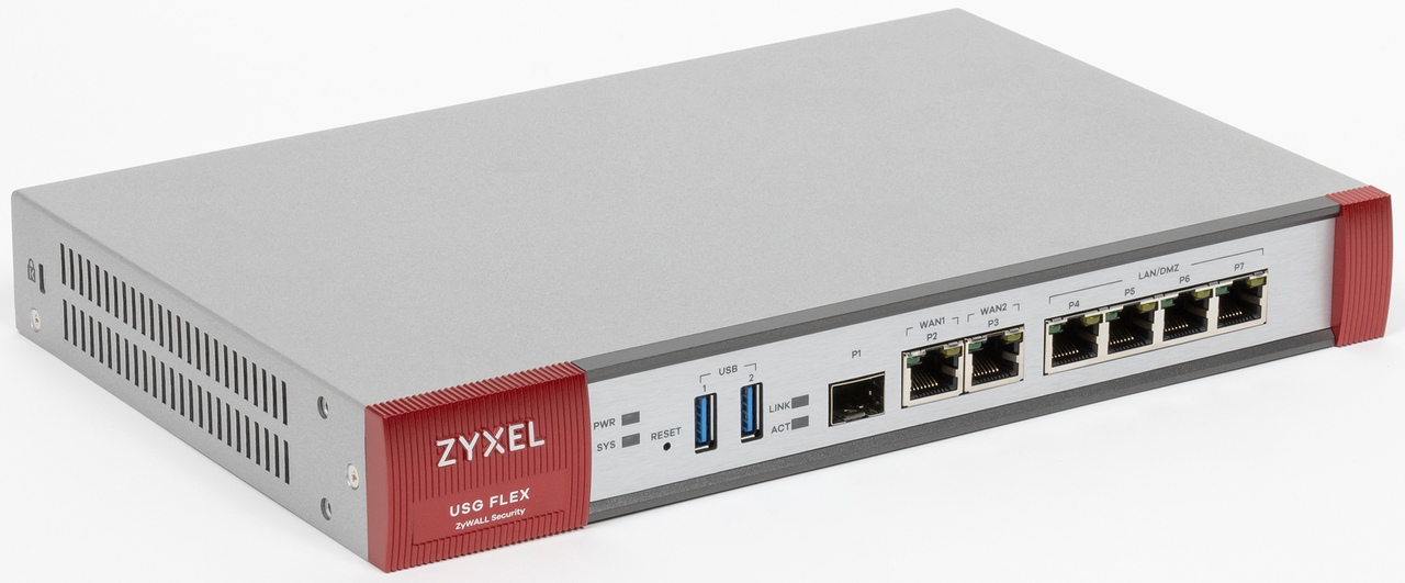 Bezpečnostní brána ZyXel USG Flex 200 nabízí 4 GbE RJ-konektory RJ-45 a 2 záložní porty WAN pro nepřetržité připojení k internetu.