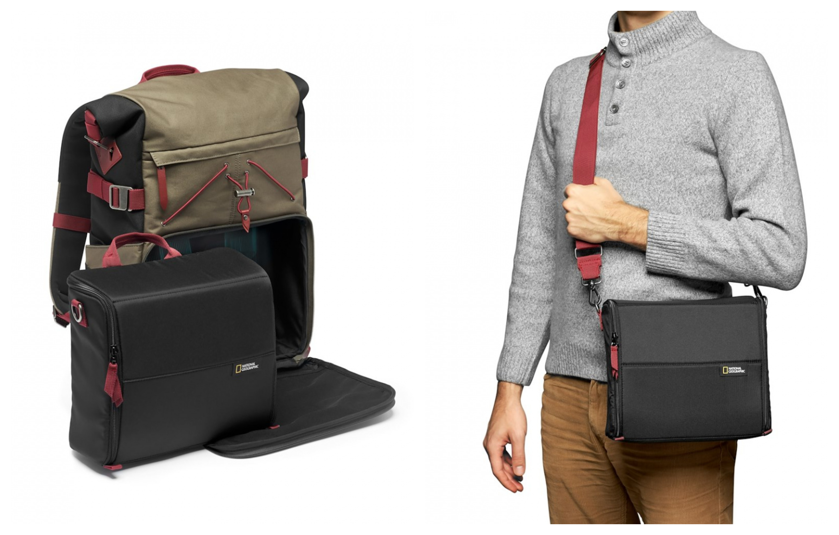 Fotobatoh Nat Geo Iceland Backpack S má veľmi dômyselný dizajn 2v1, ktorý kombinuje klasickú aktovku a batoh do jedného celku.