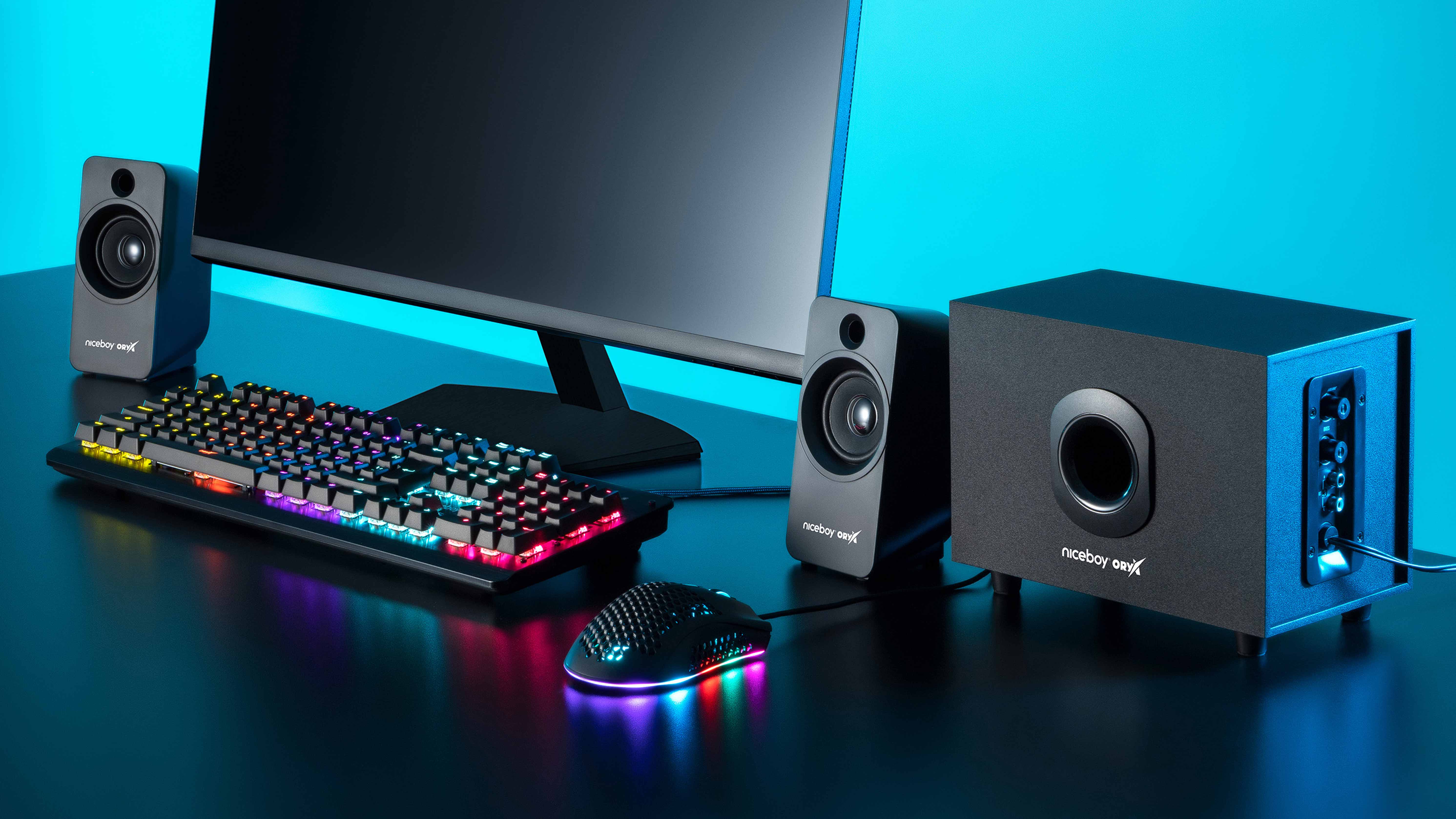 Reprosoustava Niceboy Oryx Vox 2.1 Maxx Bass nabízí celkový akustický výkon až 25 W RMS, široký frekvenční rozsah 20 Hz až 20 kHz a impedanci 4 Ohmy.