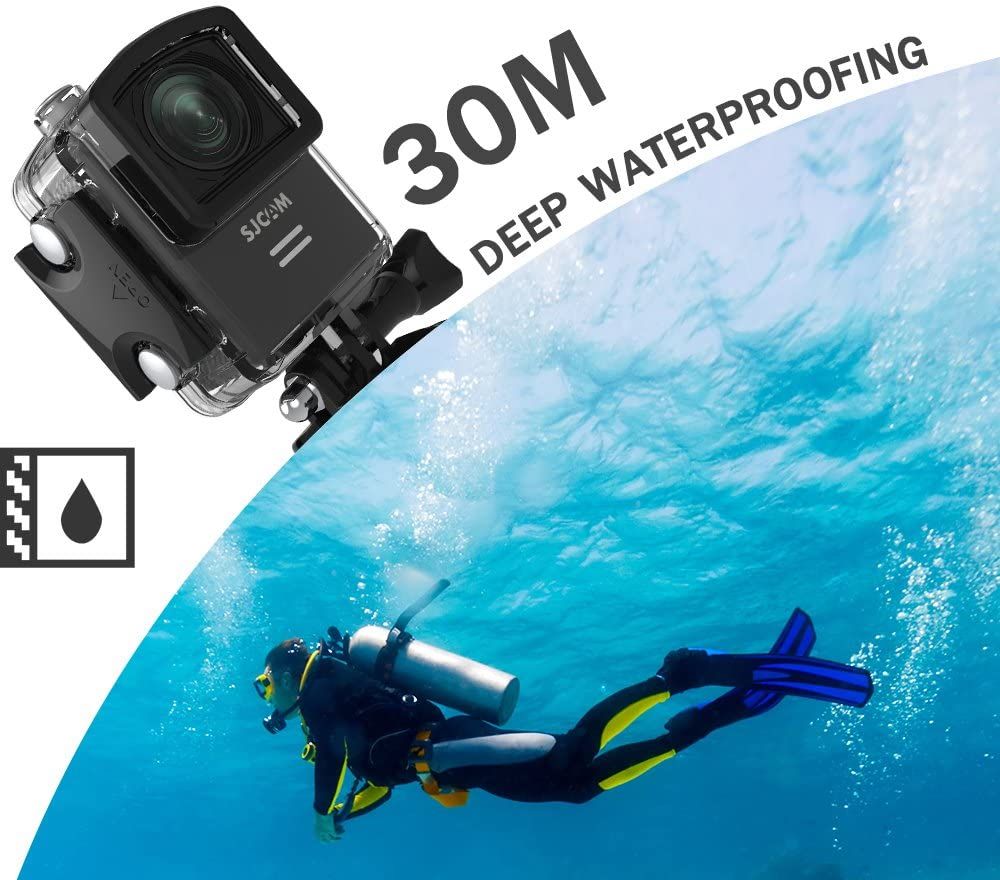 Akčná kamera SJCAM M20 sa pýši certifikáciou IP68 proti vlhkosti, vode a prachu a je dodávaná s vodotesným puzdrom pre ponory až do hĺbky 30 m.