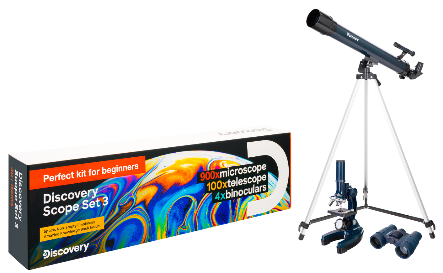 Sada Discovery Scope Set 3 s hvězdářským dalekohledem, mikroskopem a binokulárním dalekohledem