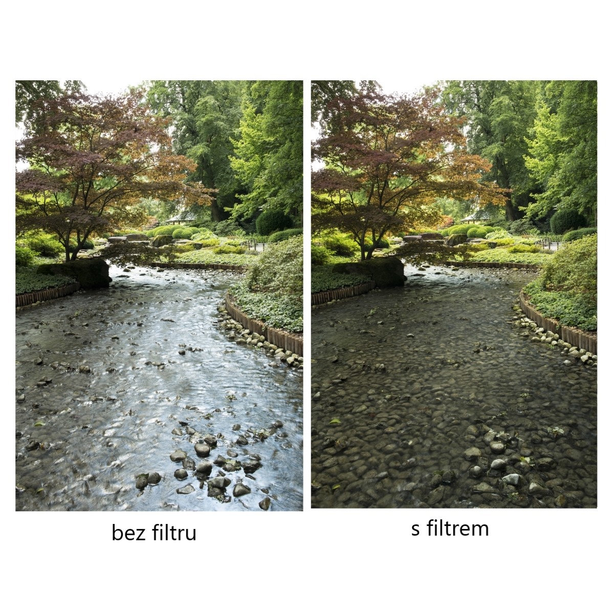 Rozdiel medzi fotkou pred a po použití filtra Walimex PRO.