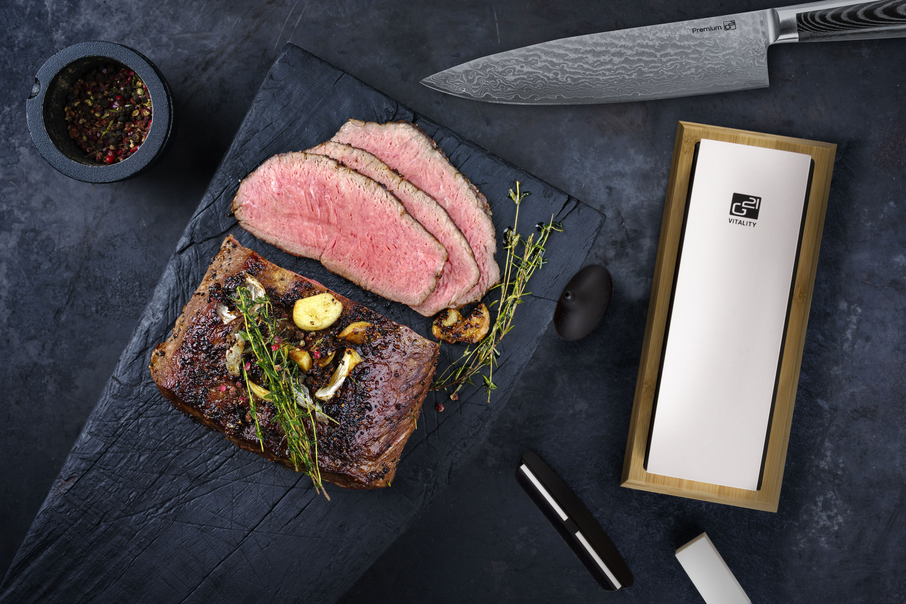 Sada nožů G21 Damascus Premium v bambusovém bloku