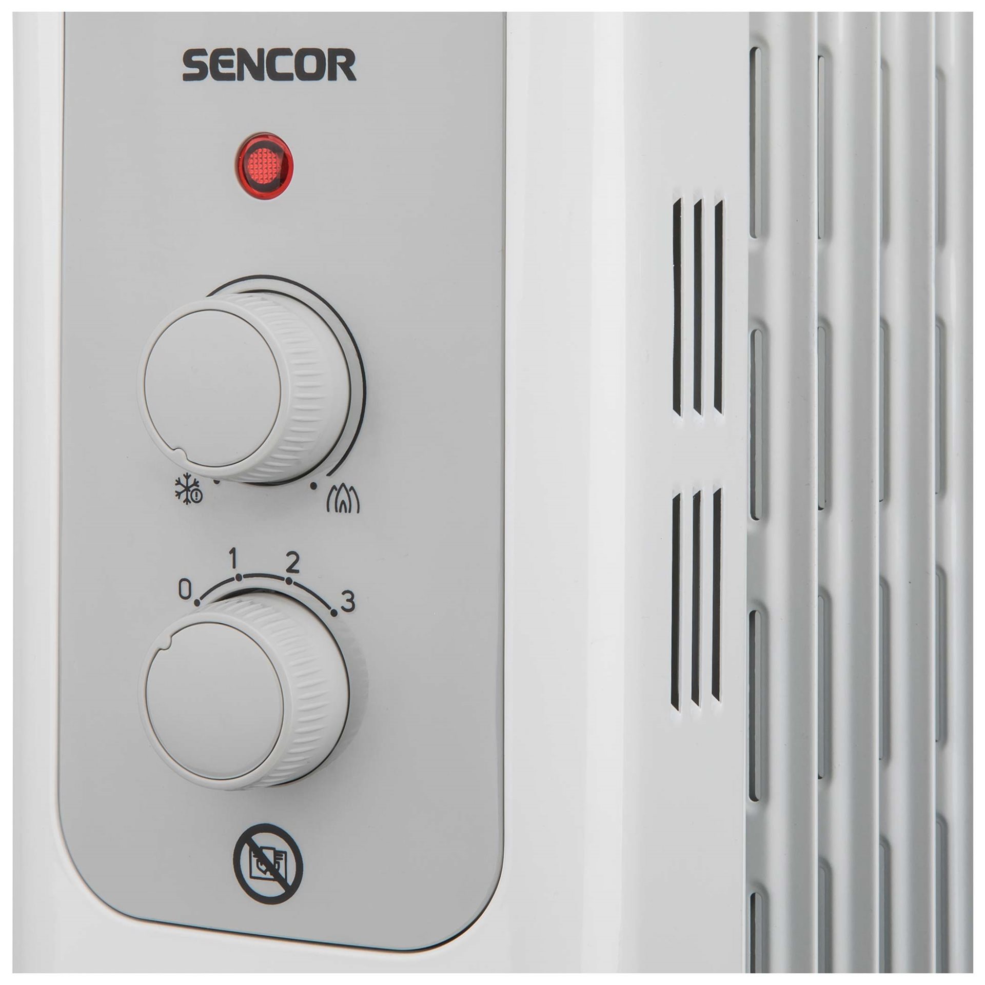 Elektrický radiátor SENCOR SOH 3309WH se ovládá 2 otočnými knoflíky
