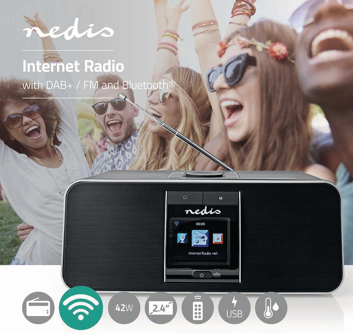 Rádio Nedis RDIN5005BK internetové, Bluetooth® / Wi-Fi | DAB+ / FM / Internet 