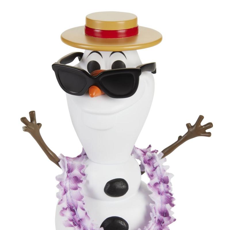 Hračka Olaf v létě se slušivým kloboučkem, slunečními brýlemi a květinami