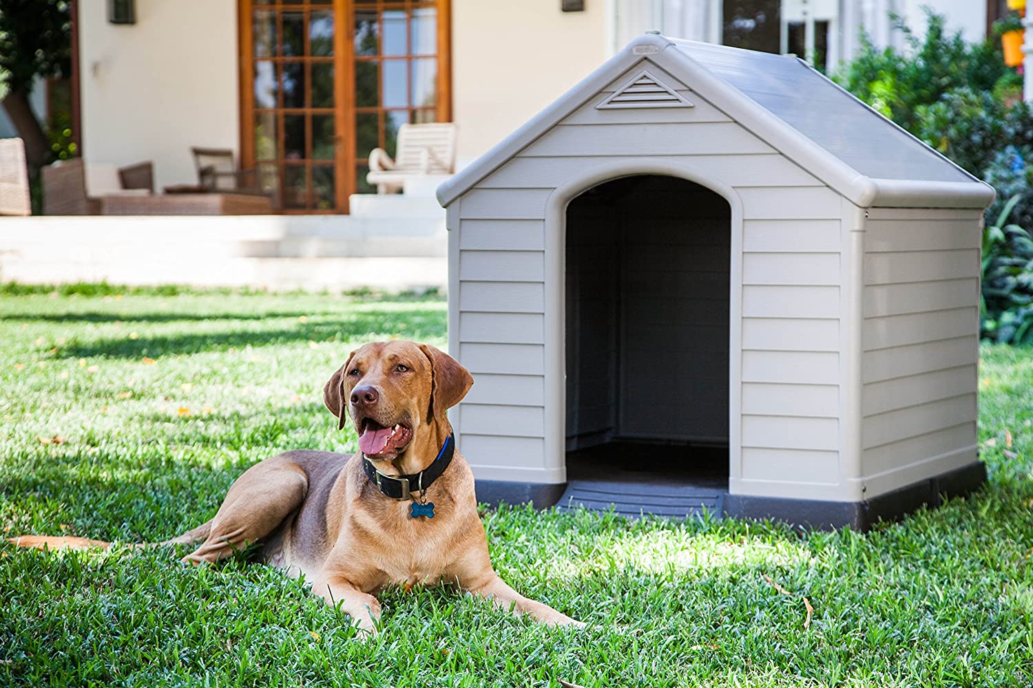 Elegantná psia búda Curver Dog House v šedom prevedení poskytne vášmu štvornohému miláčikovi bezpečie, teplo aj závetrie.