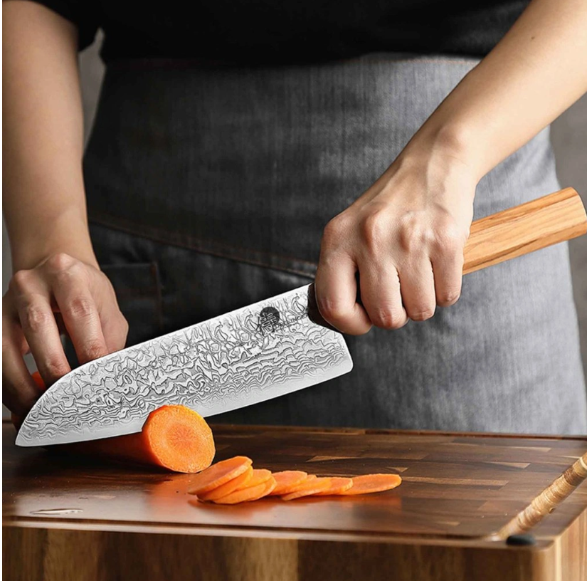 Nůž Dellinger šéfkuchaře Santoku Buffalo Olive Octagon 185 mm