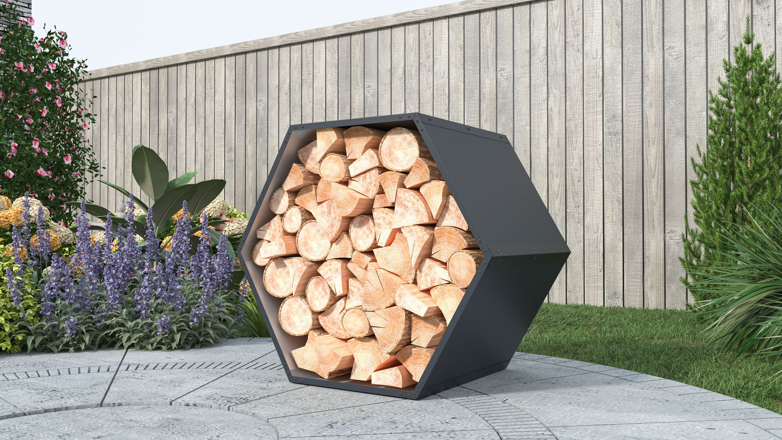 Přístřešek na dřevo G21 HEX 53 antracit