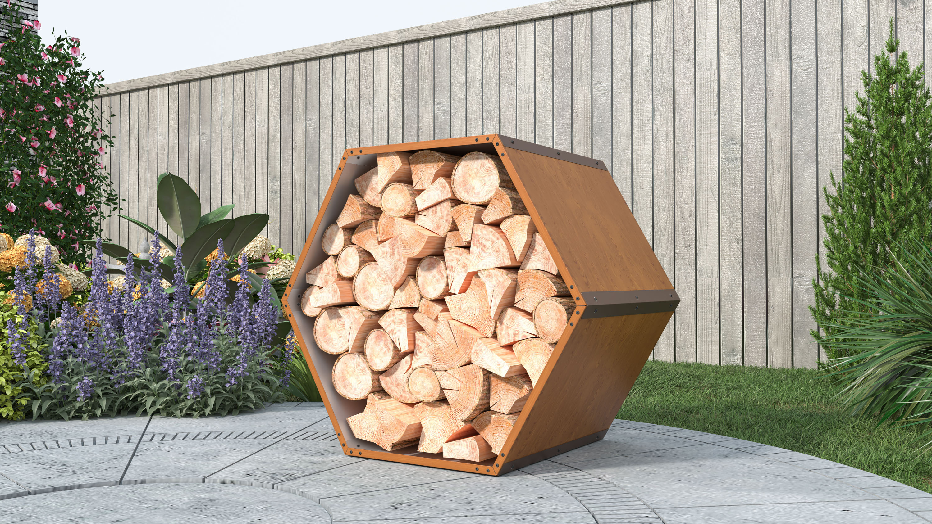 Přístřešek na dřevo G21 HEX 53 hnědý