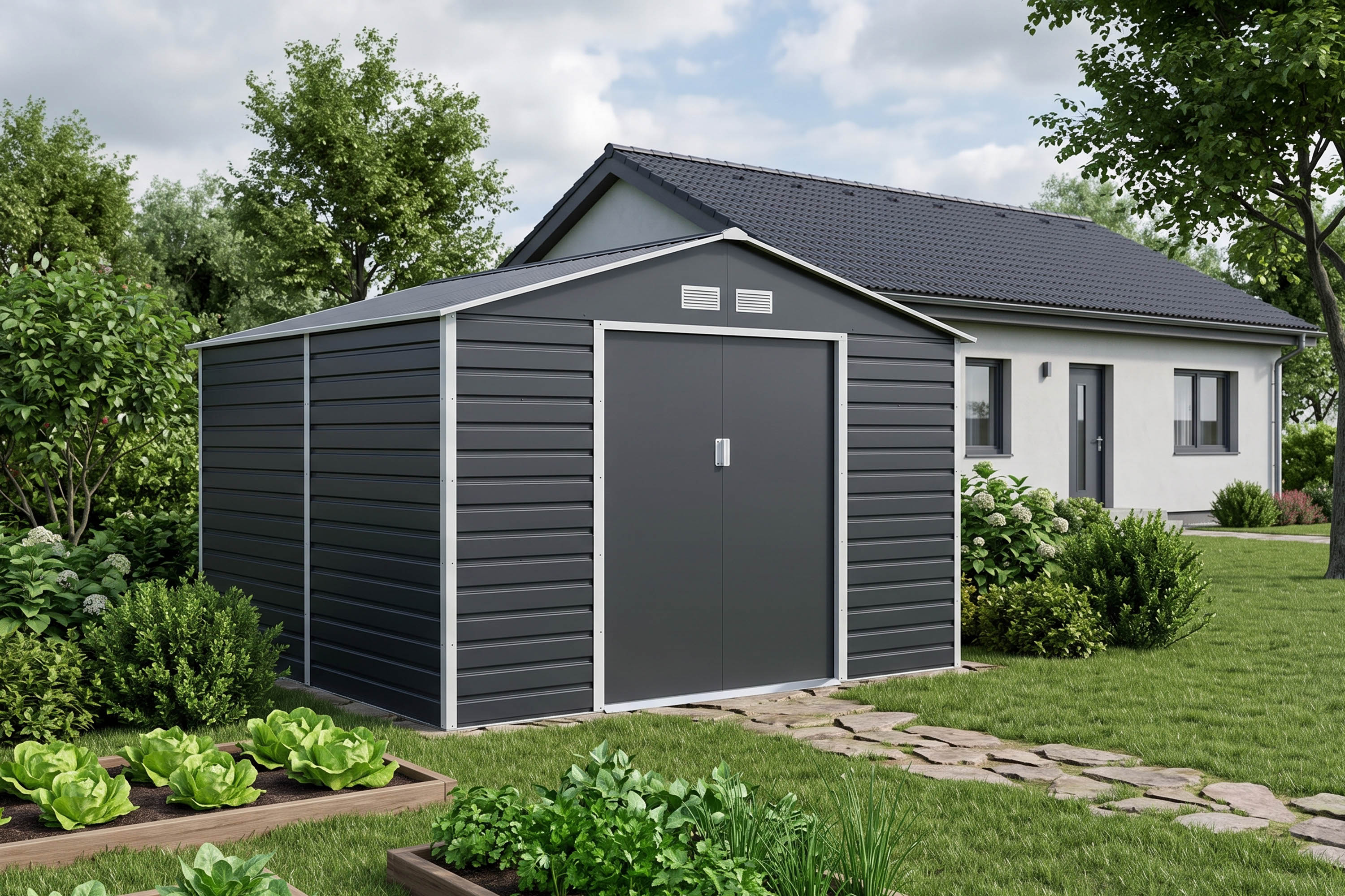 zahradní domek g21 gah 407 s ventilačními mřížkami