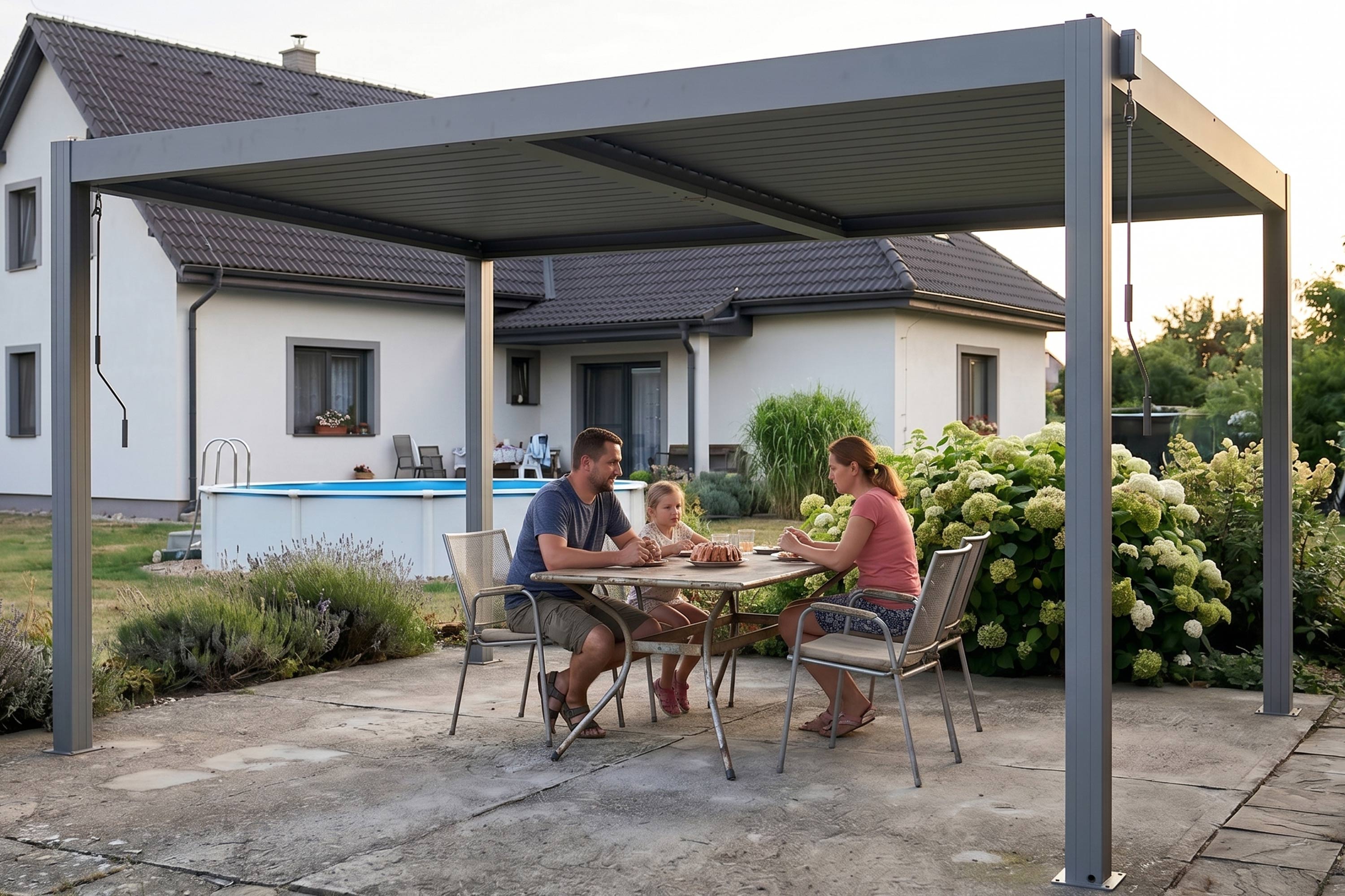 Bioklimatická pergola G21 Austin 4x3 m, antracitová hliníková
