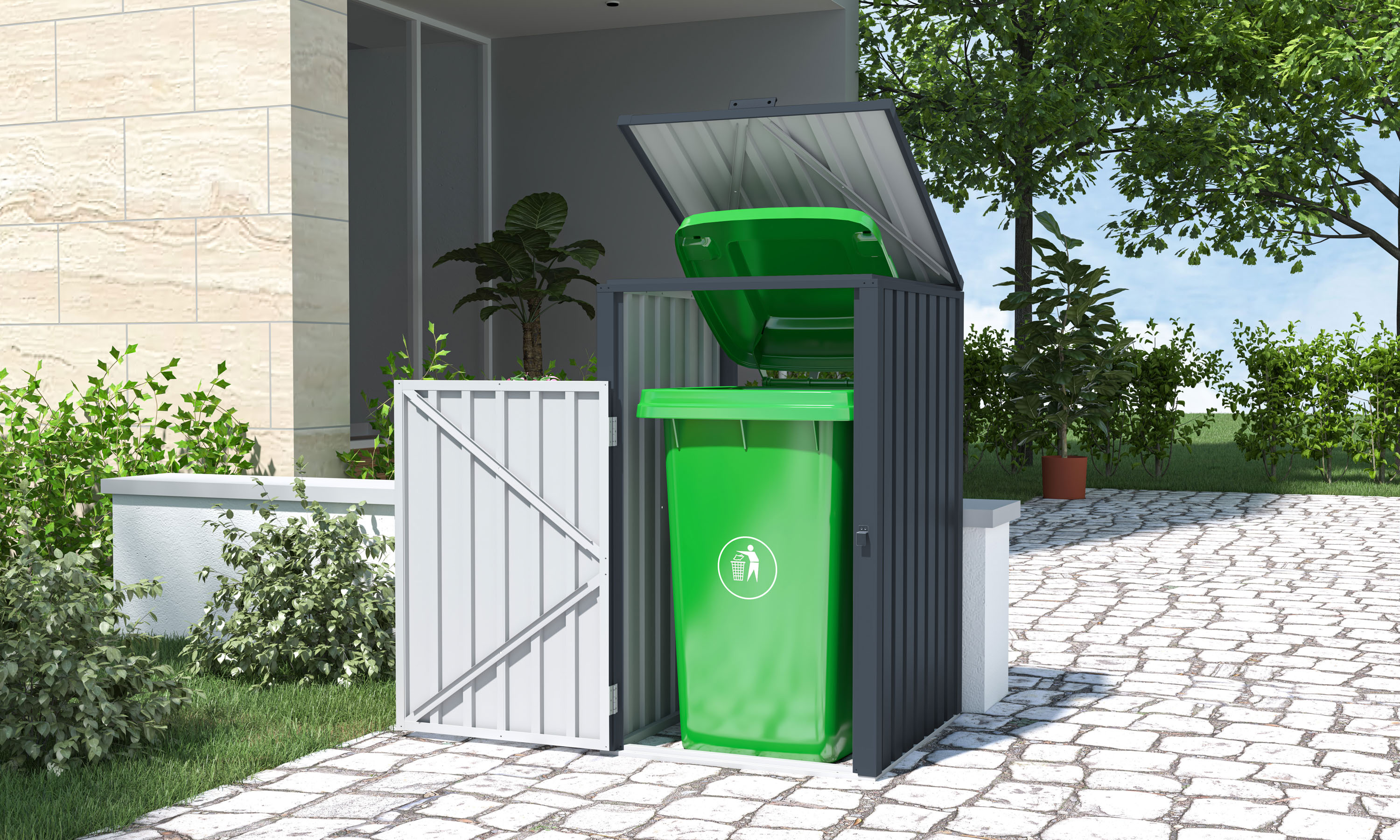 Přístřešek na popelnice G21 73x121x82 cm, antracitový plechový