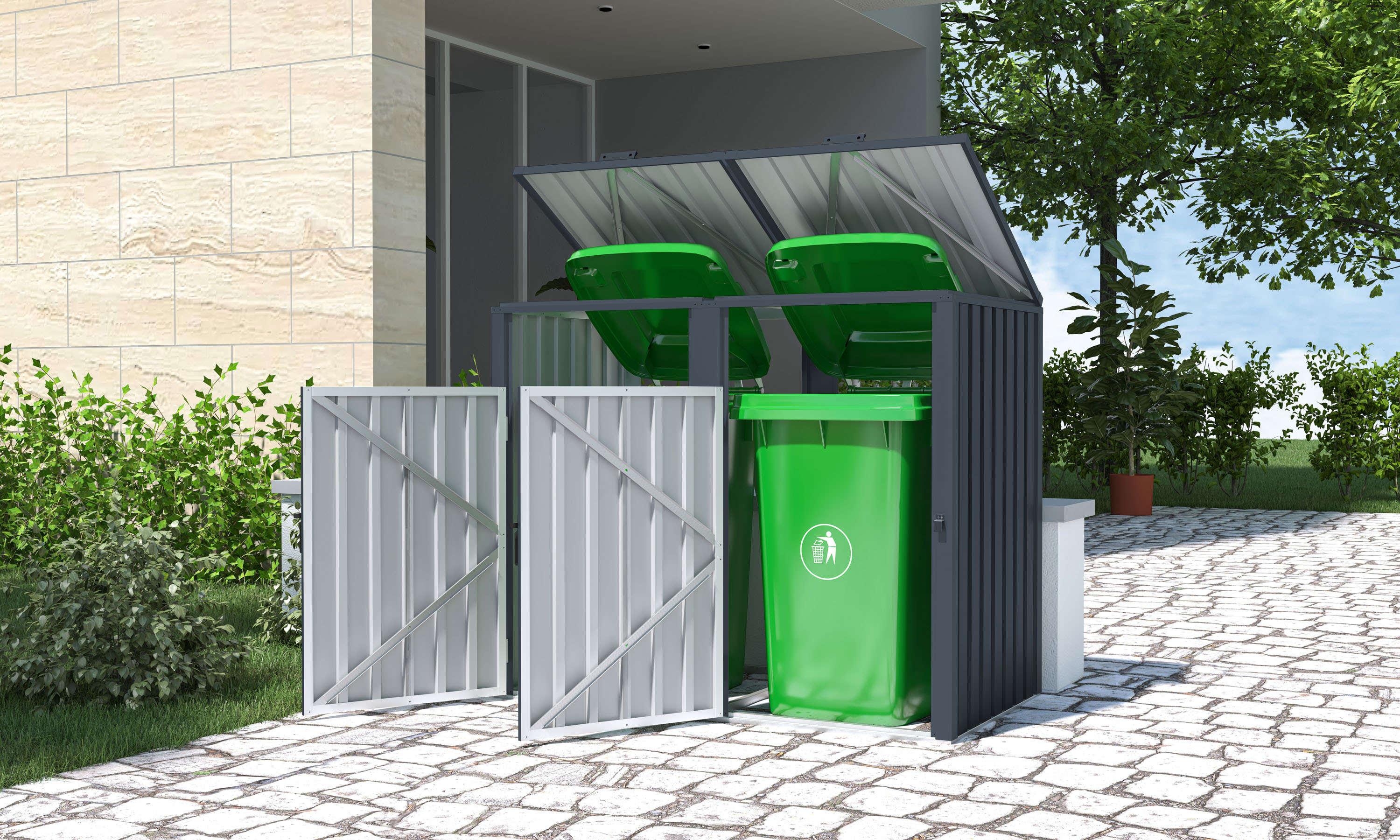 P��st�e�ek na popelnice G21 146x121x82 cm, antracitov� plechov�