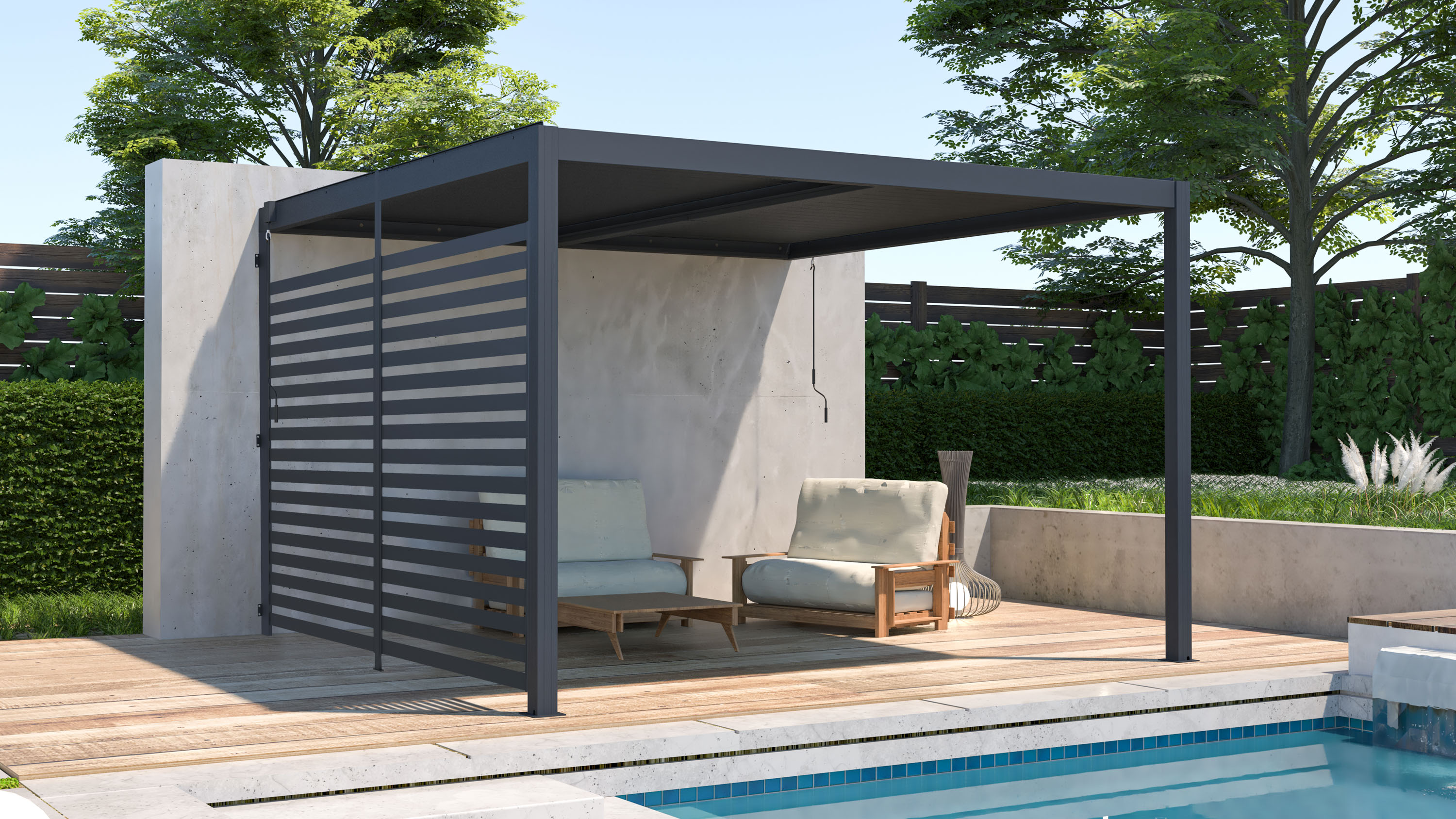 pevn� lamelov� stena 3x2,6 m pre pergolu Trenton