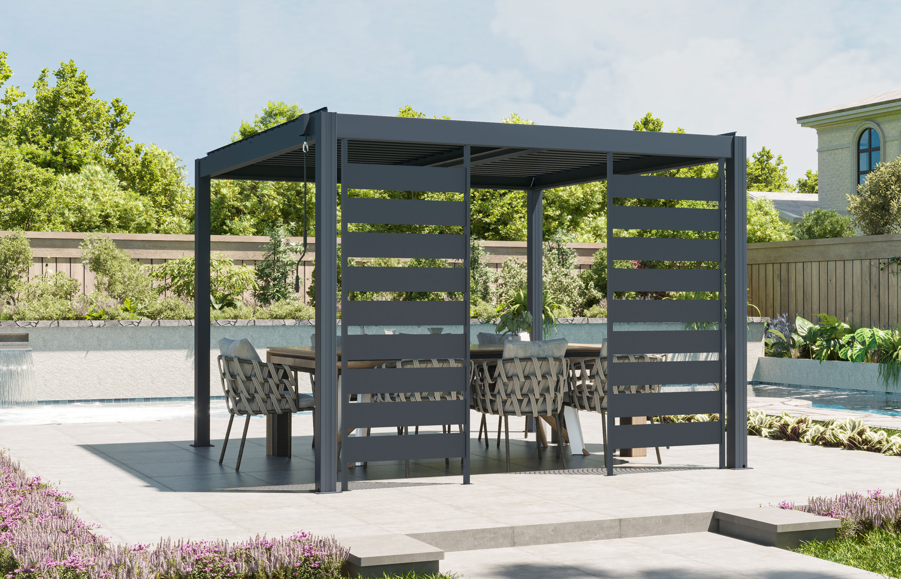 fixní lamelová stěna 92x205,5 cm pro pergolu Austin