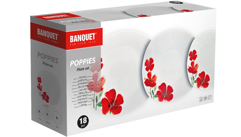18dílná sada talířů Poppies od Banquetu