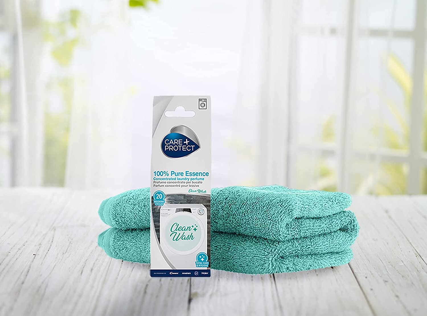 Care+Protect Clean Wash obsahuje 100% koncentrovaný parfém, který není rozpustný ve vodě, netvoří skvrny a proniká přímo do textilie.