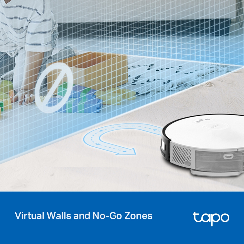 Vysávač TP-Link Tapo RV20 rešpektuje virtuálne múry a no-go zóny