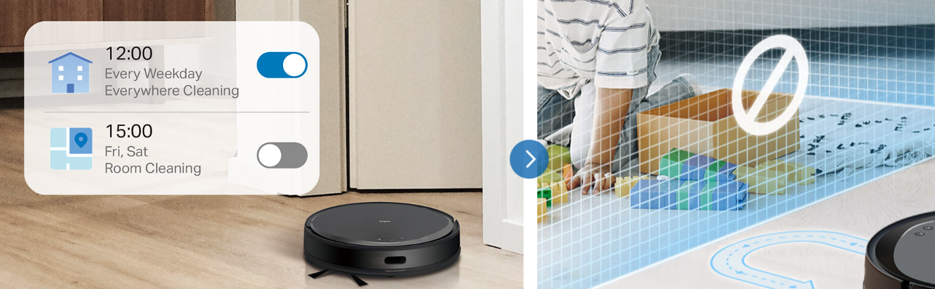 Vysavač TP-Link Tapo RV20 Max respektuje virtuální zdi a no-go zóny
