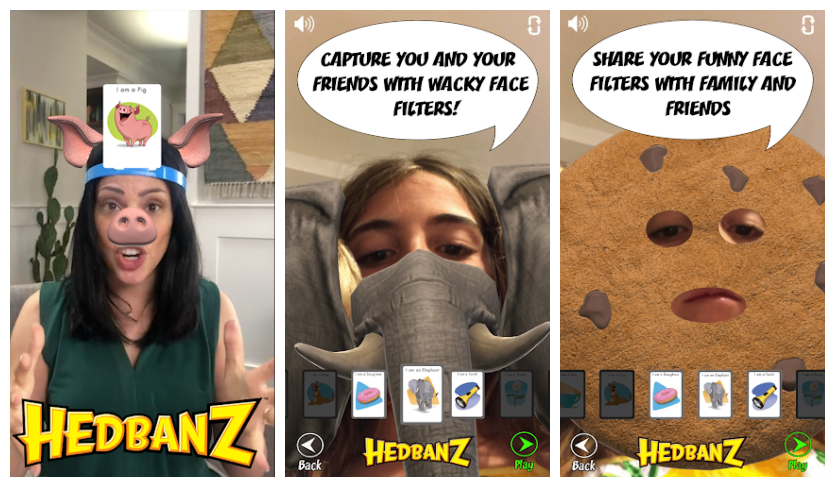 Pomocí mobilní aplikace můžete hru Spin Master SMG HedBanz obohatit o bláznivé obličejové filtry.