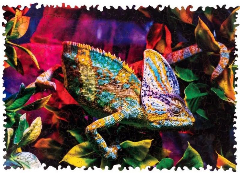 Dřevěné puzzle Úžasný chameleon