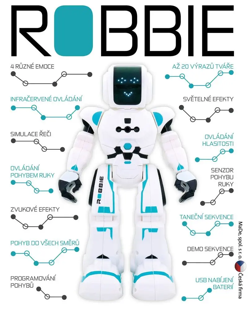 Interaktívny robot Zigybot Robbie pôsobí veľmi priateľsky a futuristicky, takže sa z neho stane nenahraditeľný spoločník všetkých detí od 5 rokov!