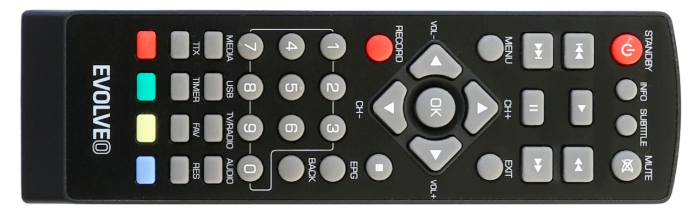 Dálkové ovládání pro DVB-T2 přijímač Evolveo Gamma T2 DT-4060